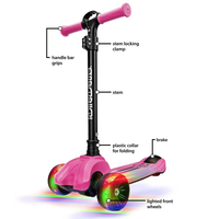 RD 3-Wheel Pink Scooter With Lightup Wheels