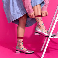 Sock it to Me "These Boots Were Made for Walking" Sheer Crew Socks