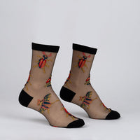 Sock it to Me "The Beetles" Sheer Crew Socks