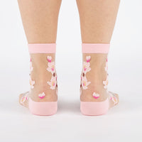 Sock it to Me "Cherry Blossoms" Sheer Crew Socks