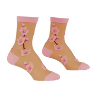 Sock it to Me "Cherry Blossoms" Sheer Crew Socks