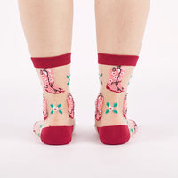 Sock it to Me "These Boots Were Made for Walking" Sheer Crew Socks