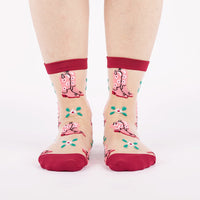 Sock it to Me "These Boots Were Made for Walking" Sheer Crew Socks