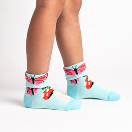 Sock it to Me "Out Pops a Butterfly" Junior Turn Cuff Crew Socks