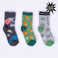 Sock it to Me "Let's Kick It" Junior Crew Socks 3-Pack