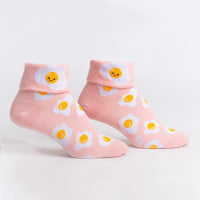 Sock it to Me "Sunny Side Up" Turn Cuff Crew Socks