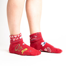 Sock it to Me "Howdy Y'all" Turn Cuff Crew Socks