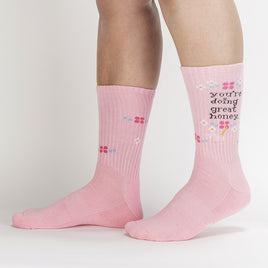 Sock it to Me "Doing Great Honey" Ribbed Crew Athletic Socks