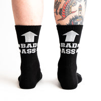 Sock it to Me "Bad Ass" Black Ribbed Crew Athletic Socks