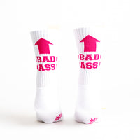 Sock it to Me "Bad Ass" White Ribbed Crew Athletic Socks