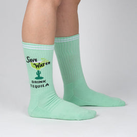 Sock it to Me "Save Water, Drink Tequila" Ribbed Crew Athletic Socks