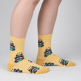 Sock it to Me "I Just Love Raccoons and Ramen, OK?" Womens Crew Socks