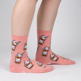 Sock it to Me "Cat-puccino" Womens Crew Socks