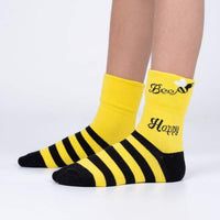 Sock it to Me Bee-ing Happy Youth Turn Cuff Crew Socks