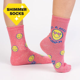 Sock it to Me Be A Nice Human Junior Crew Socks
