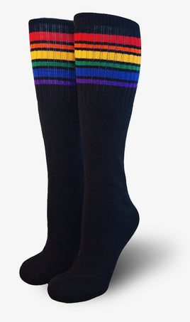 Pride Brave 14" Jr  Tube Socks Black w Rainbow (only one left now)