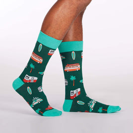 Sock it to Me Day Tripper Green Mens Crew Socks