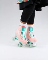 Rio Roller Script Roller Skates Peach and Green