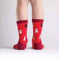 Sock it to Me Winking Cat Youth Crew Socks