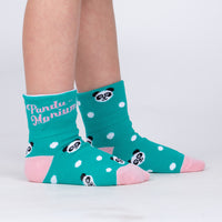 Sock it to Me Check Panda Pair Junior Turn Cuff Crew Socks