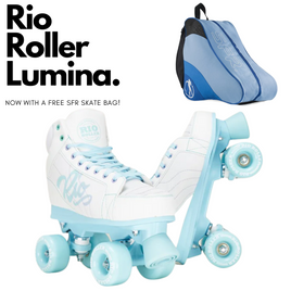 Rio Roller Lumina Roller Skates White Blue + FREE SFR SKATE BAG