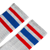 SOCCO All America Striped | Heather Grey Mid Socks