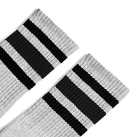 SOCCO Black Striped | Heather Grey Mid Socks