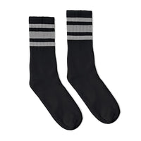 SOCCO Grey Striped | Black Mid Socks