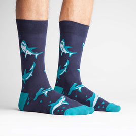 Sock it to Me Shark Attack Mens Crew Socks