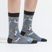 Sock it to Me Unicorn vs Narwhal Mens Crew Socks