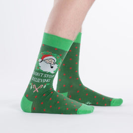 Sock it to Me Don't Stop Believing Mens Crew Socks