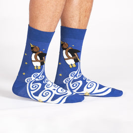 Sock it to Me Penguin Taking Flight Mens Crew Socks