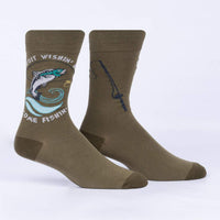 Sock it to Me Quit Wishin' & Come Fishin' Mens Crew Socks