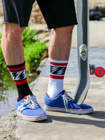 SOCCO Mike Vallely Lightning Bolt | White Mid Socks