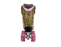 Moxi Jungle Leopard Skates (w/ Pink cuff and Pink Juicy Wheels)