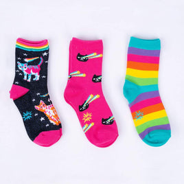 Sock it to Me Space Cats Youth Crew Socks 3-Pack