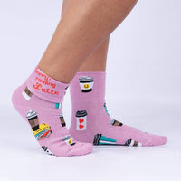 Sock it to Me Sorry, Running Latte Turn Cuff Crew Socks