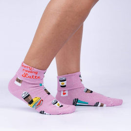 Sock it to Me Sorry, Running Latte Turn Cuff Crew Socks