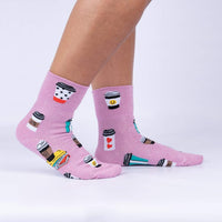 Sock it to Me Sorry, Running Latte Turn Cuff Crew Socks