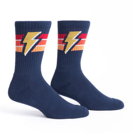 Sock it to Me Thunderstruck Navy Ribbed Crew Athletic Socks