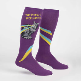 Sock it to Me Secret Powers Purple Stretch Knee High Socks