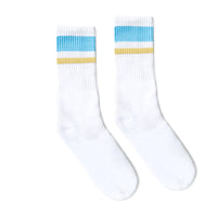 SOCCO Columbia Blue and Gold | White Mid Socks