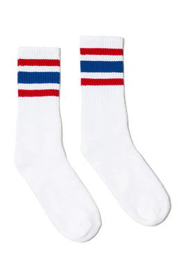 SOCCO All American Striped | White Mid Socks