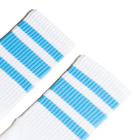 SOCCO Carolina Blue Striped | White Mid Socks
