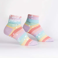 Sock it to Me Stay Golden Turn Cuff Crew Socks