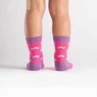 Sock it to Me Pink Mustache Toddler Crew Socks