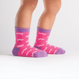 Sock it to Me Pink Mustache Toddler Crew Socks