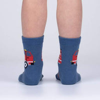 Sock it to Me Fire Truck Pup Junior Crew Socks