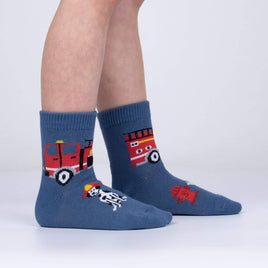 Sock it to Me Fire Truck Pup Junior Crew Socks