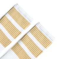 SOCCO Bold Vegas Gold Striped Socks | White Knee High Socks